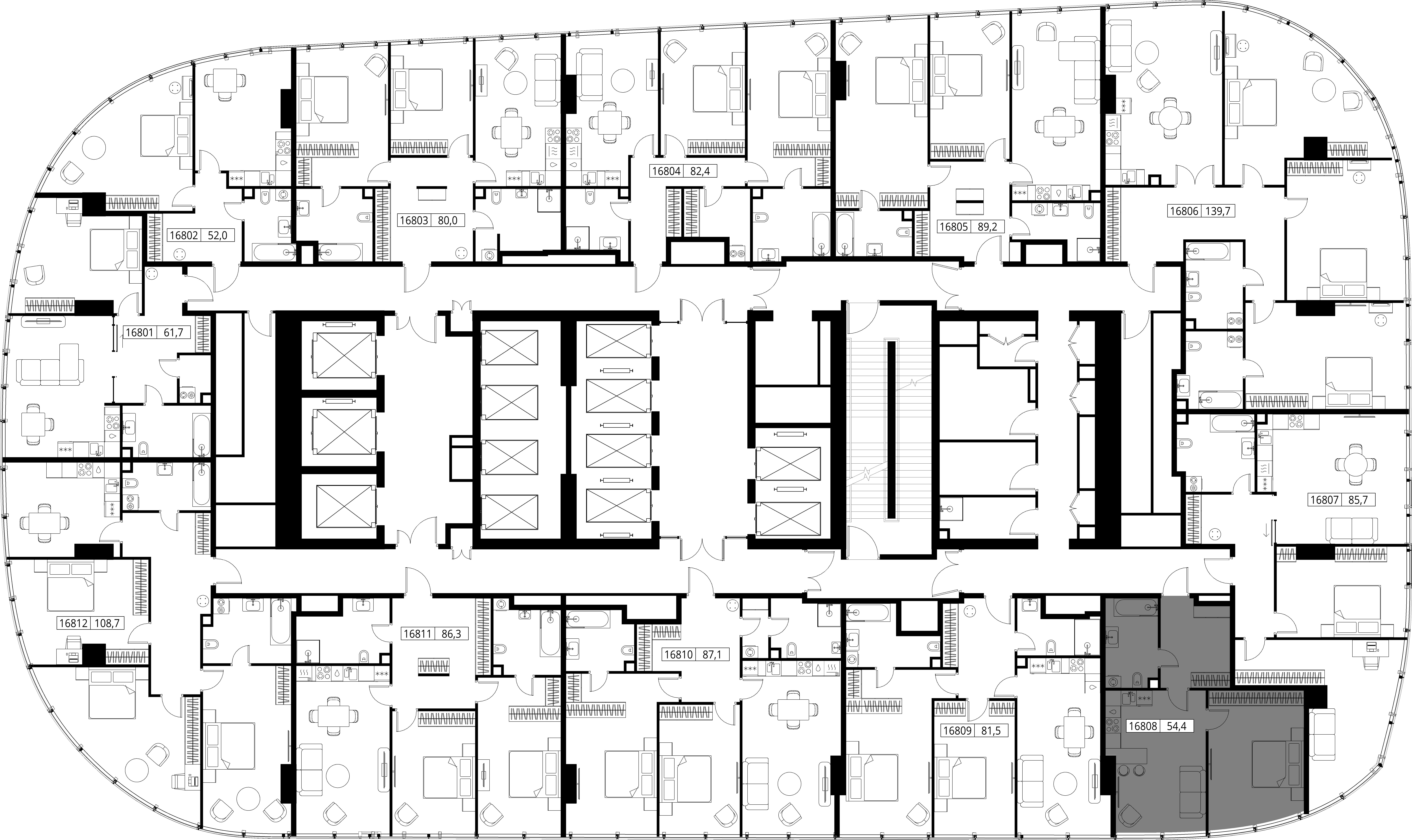 Apartamento 1 habitación 54 m² Moscú, Rusia