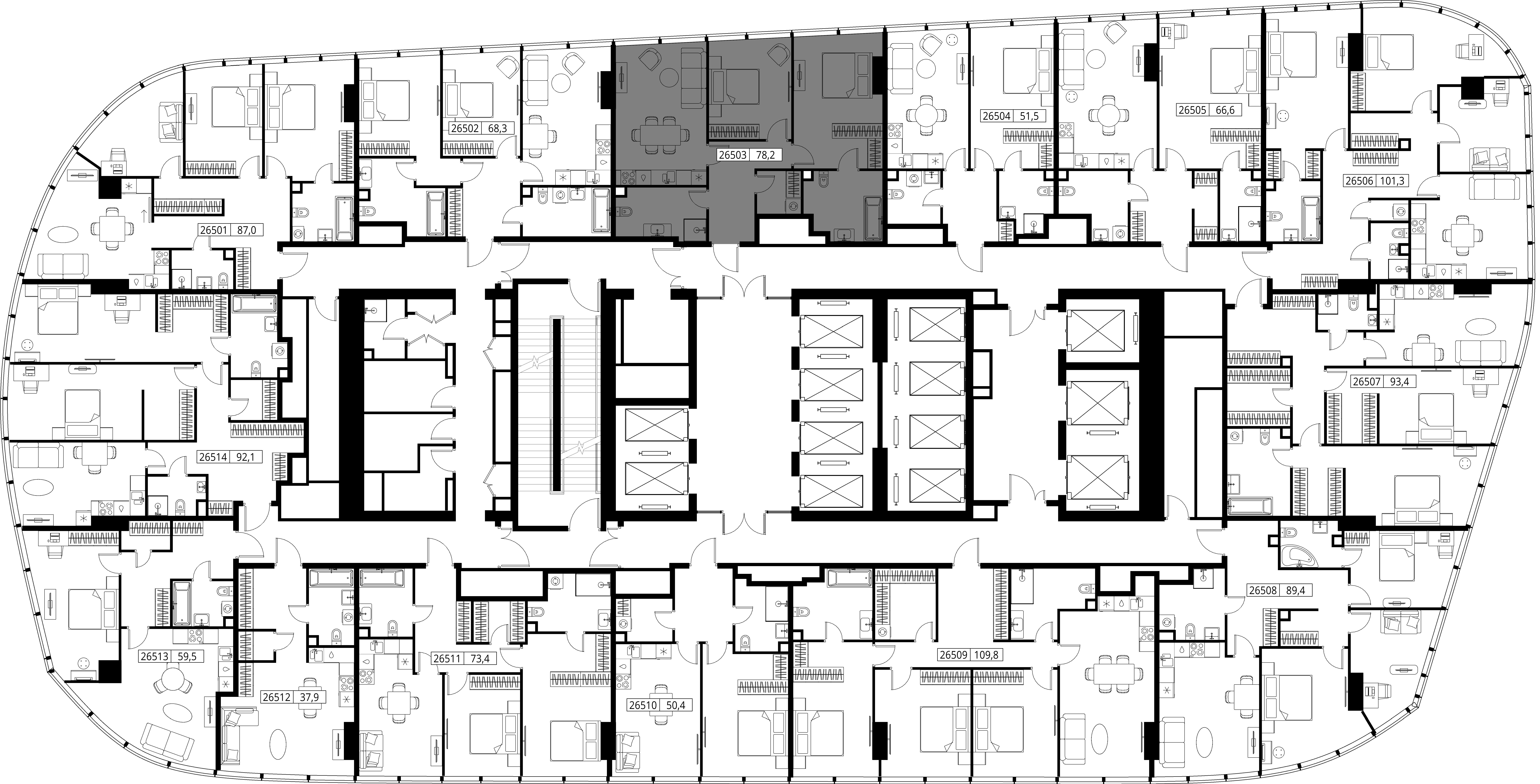 2 room apartment 78 m² Moscow, Russia