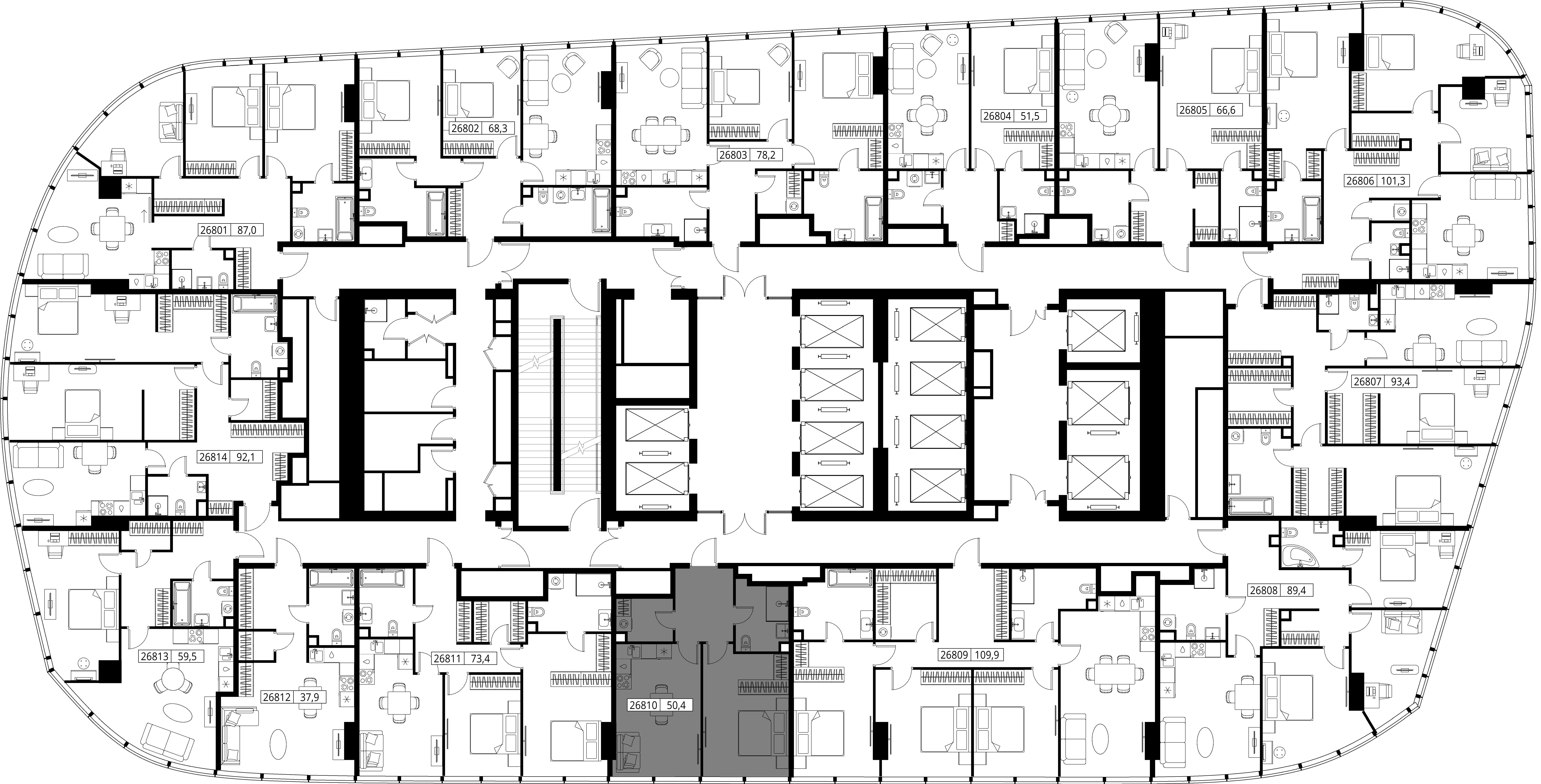 Apartamento 1 habitación 50 m² Moscú, Rusia