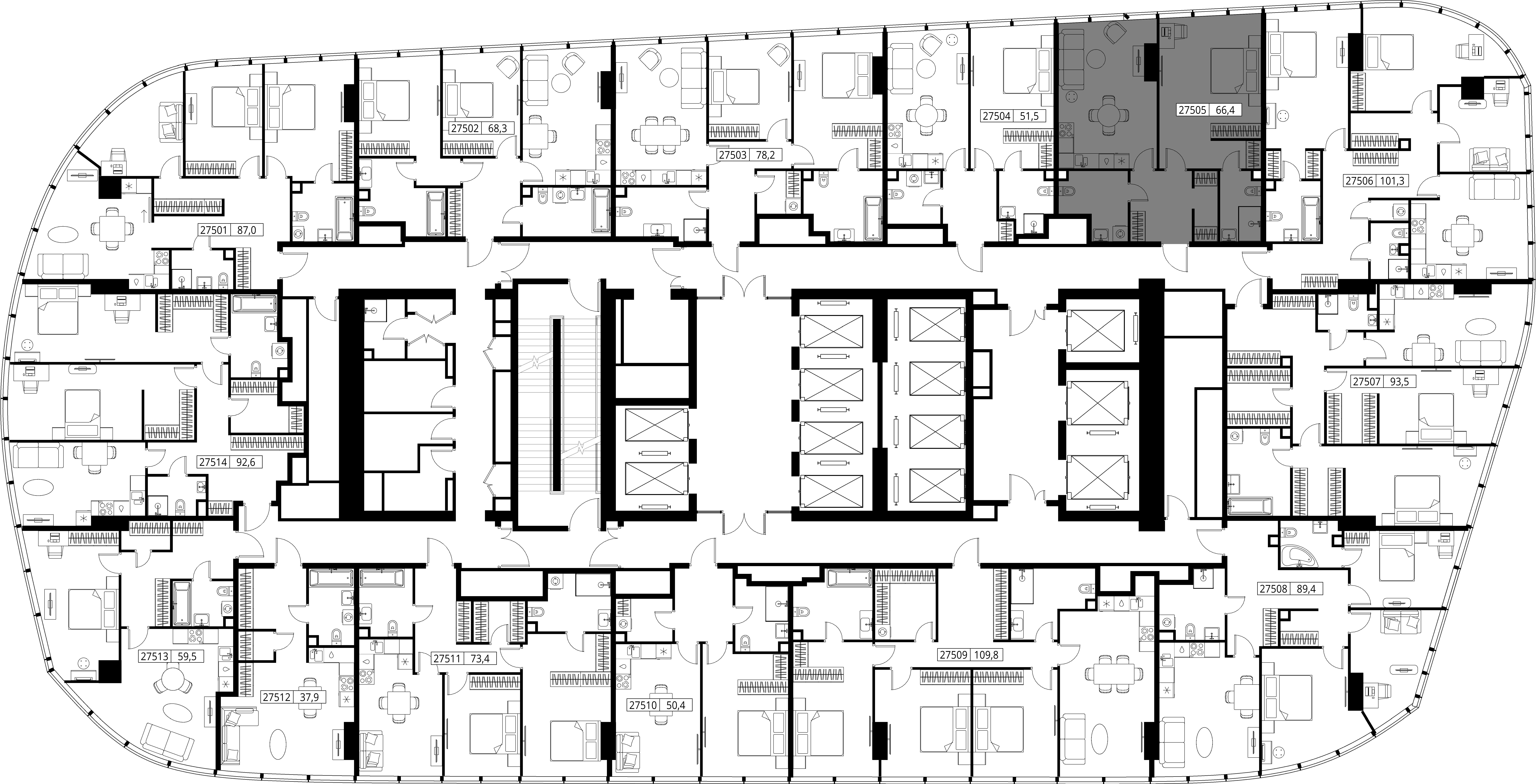 Apartamento 1 habitación 66 m² Moscú, Rusia